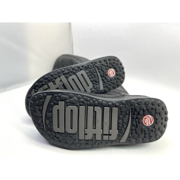 FitFlop Women's Superboot Tall Black Leather Pull On Knee High Boots Size 8 - Picture 11 of 12